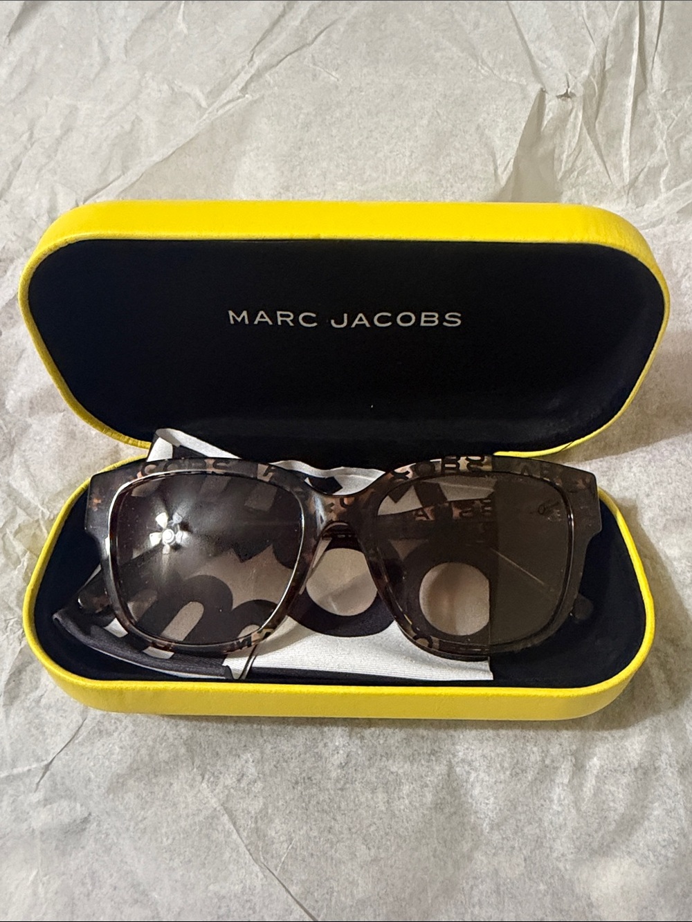 Marc Jacobs Tortoiseshell Sunglasses with Yellow Case